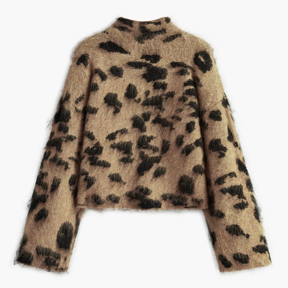 Commense Wool-Blend Leopard Fuzzy Sweater